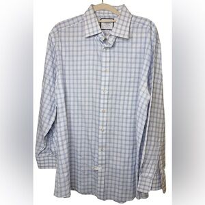Men's Blue Checkered Shirt 100% Cotton Charles Tyrwhitt
